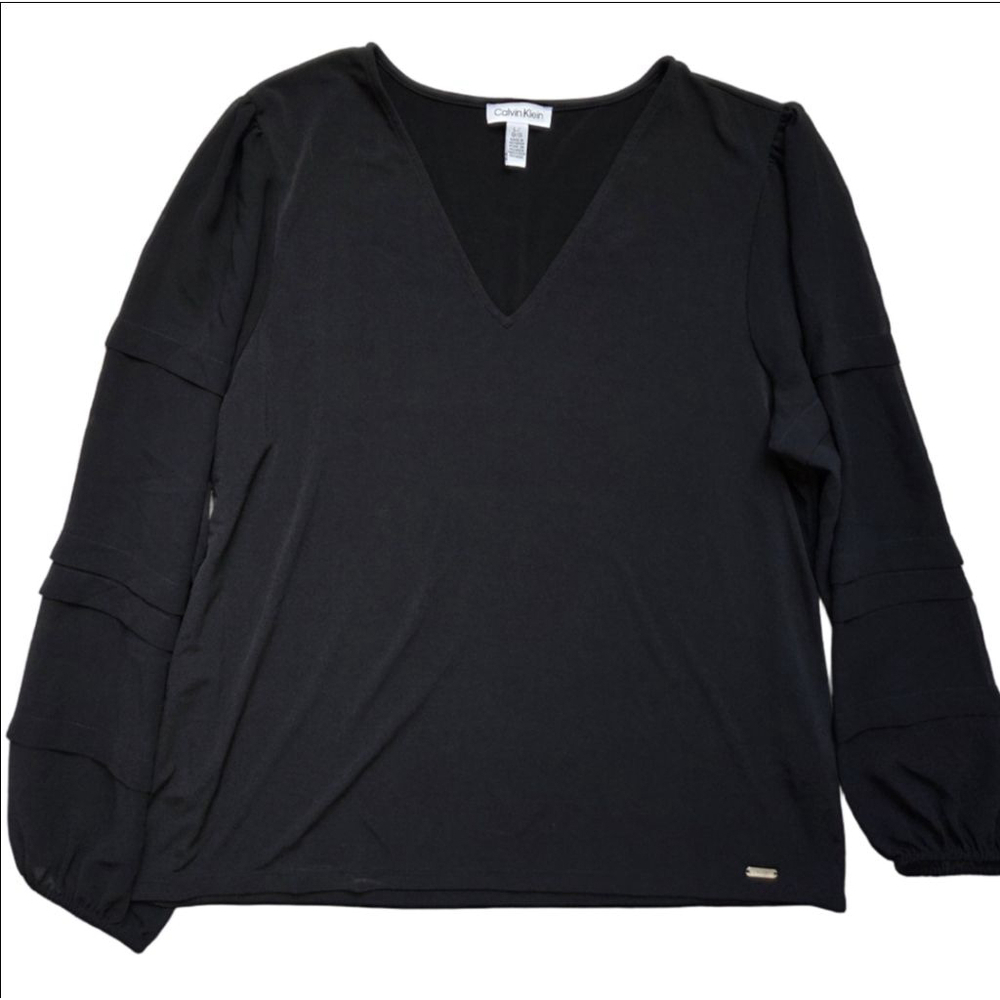 Women's Calvin Klein Black Long Sleeve Top Size L